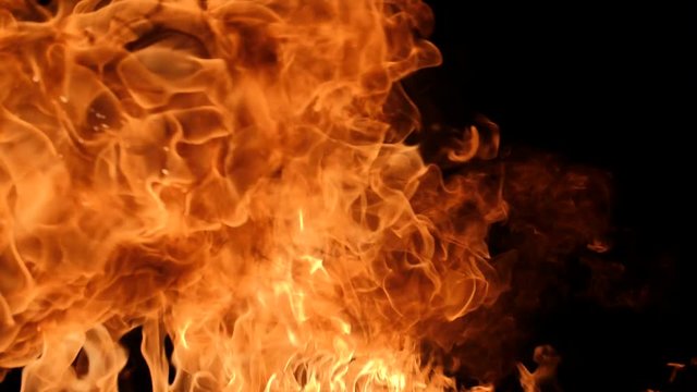 Fire explosion in slowmotion, shooting with high speed camera.
