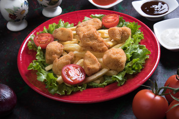 Deep fried chicken nuggets