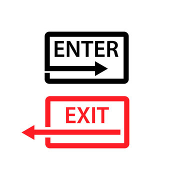 Exit And Enter Vector Icons. Flat Design