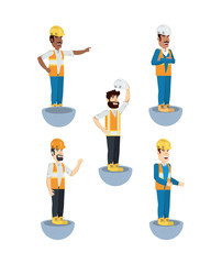 Icon set of construction builders over white background, colorful design vector illustration