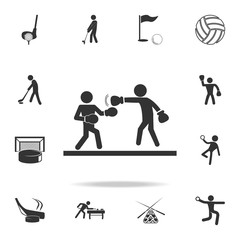 Two boxers in ring icon. Detailed set of athletes and accessories icons. Premium quality graphic design. One of the collection icons for websites, web design, mobile app