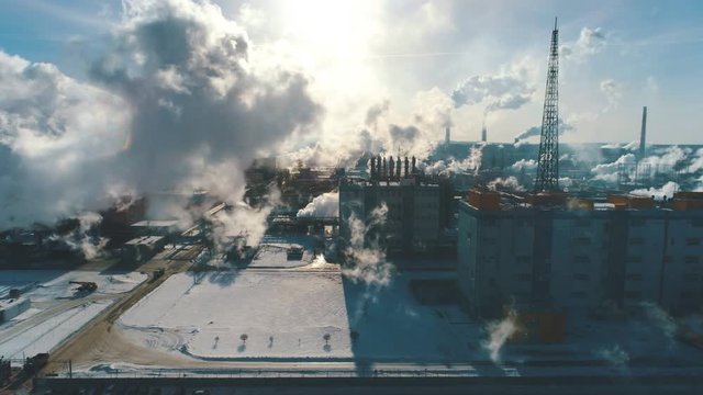 Chemical factory with smoke stack