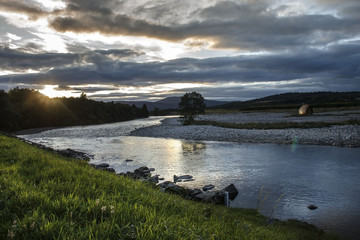 River Dee and Royal Deeside near Braemar, Aberdeenshire, Scotland, United Kingdom. September 2017