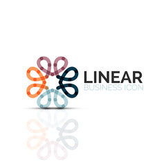 Abstract flower or star, linear thin line icon. Minimalistic business geometric shape symbol created with line segments