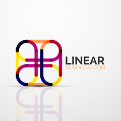 Abstract flower or star minimalistic linear icon, thin line geometric flat symbol for business icon design, abstract button or emblem