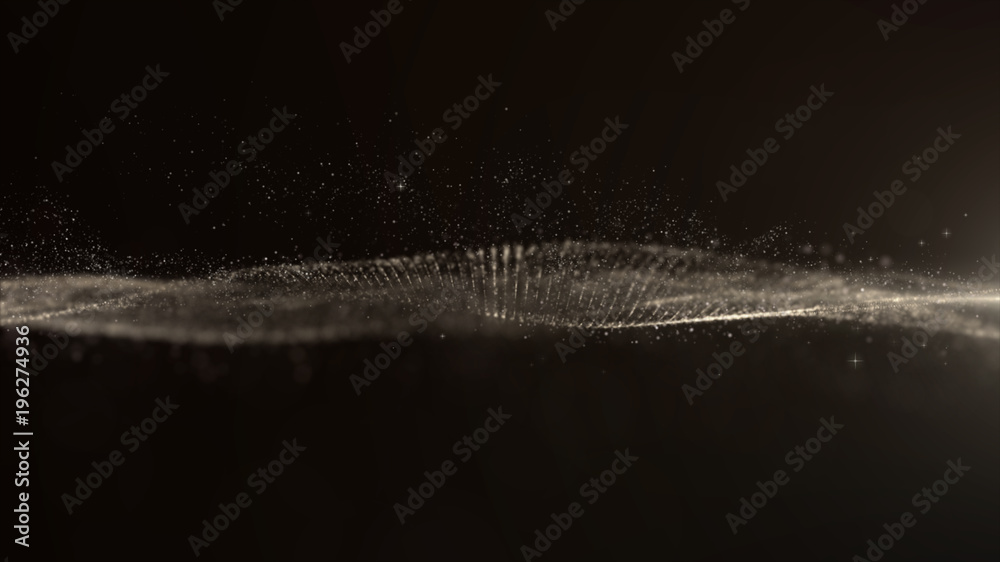 Aufkleber Digital Abstract Dark Particles Floating in the Abyss of Cyber Space