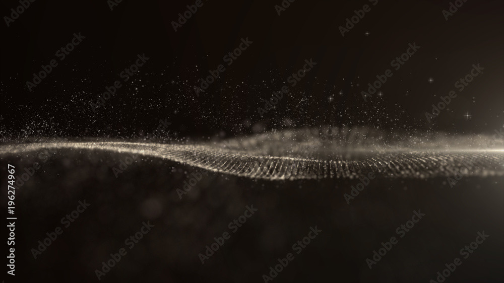 Poster Digital Abstract Dark Particles Floating in the Abyss of Cyber Space