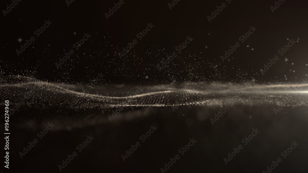 Poster Digital Abstract Dark Particles Floating in the Abyss of Cyber Space
