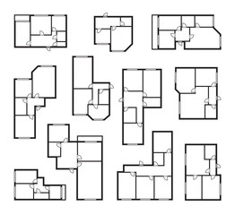 apartment vector plans, architectural project blueprint