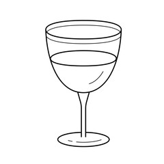 Wine glass line icon isolated on white background. Vector line icon of wine glass for infographic, website or app.