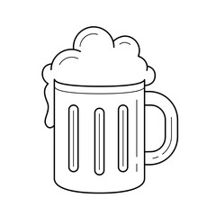 Mug of beer line icon isolated on white background. Vector line icon of mug of beer with foam for infographic, website or app.