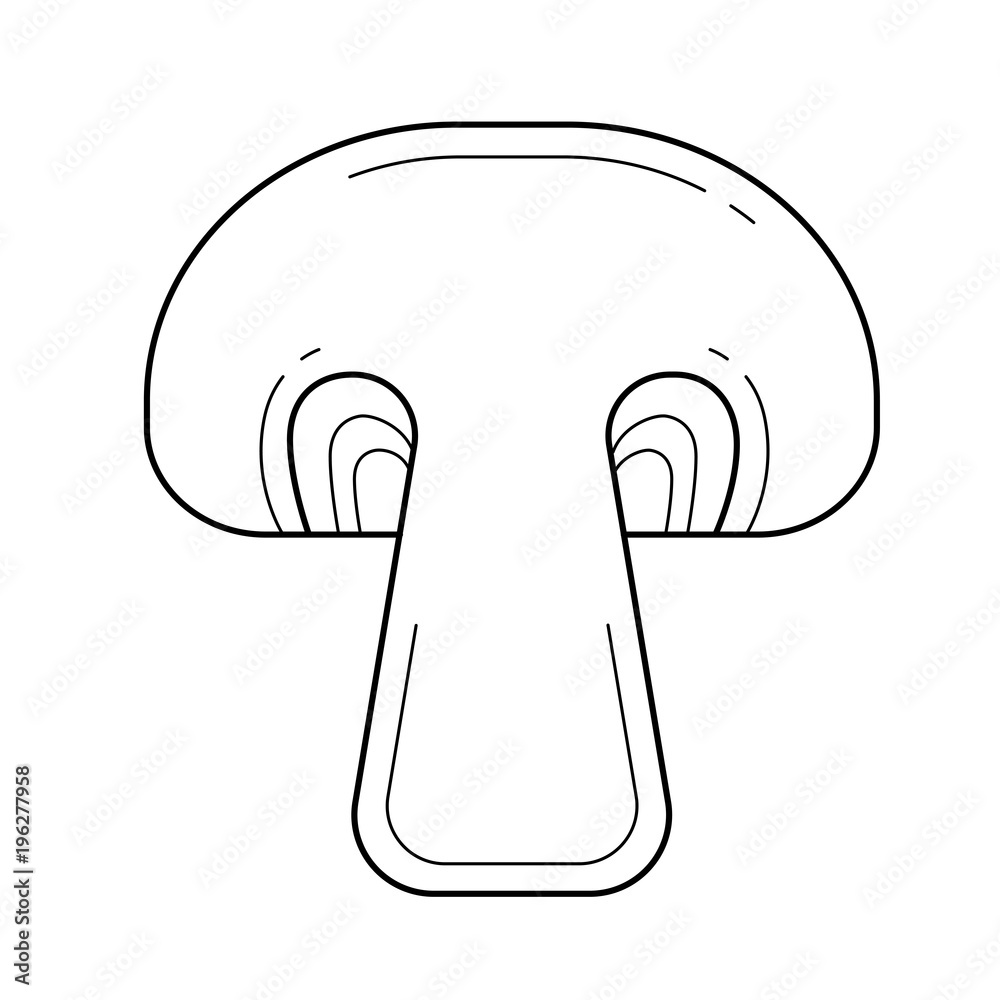 Sticker Button mushroom line icon isolated on white background