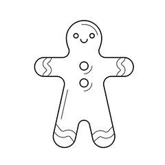 Gingerbread man vector line icon isolated on white background