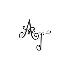 Handwritten monogram AT icon