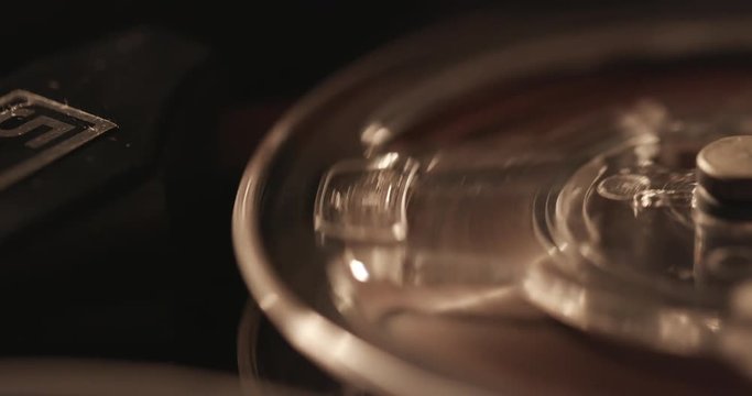 vintage tape recorder reels spinning