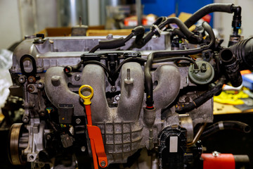 Close up shot of car engine