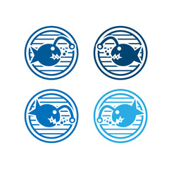 Collection of Piranha icon. Flat logo design