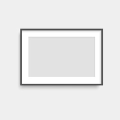 Realistic black photo frame. Vector