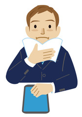 ビジネスマン　上半身　ファイル　再読