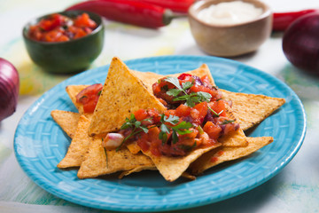 Nachos, mexican meal with tortilla chips