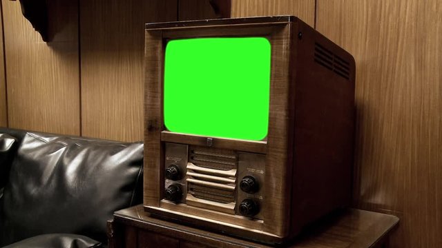Vintage 50s Tv Green Screen. You can replace green screen with the footage or picture you want. You can do it with “Keying” effect in After Effects  (check out tutorials on YouTube). 
