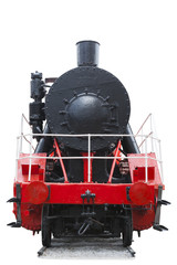 Obraz premium vintage locomotive red color isolated on white background