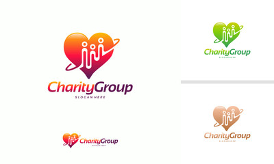 Charity Group logo designs concept, Child Care logo, People Care logo designs concept vector illustration