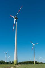 Windwheels in front of a blue sky in Germany