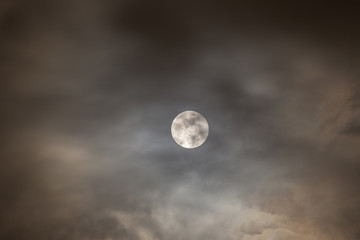 Naklejka na ściany i meble Cloudy full moon night.