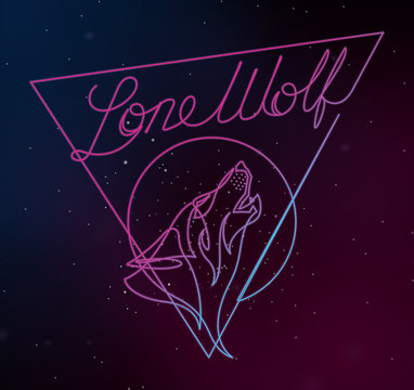 Howling Lone Wolf Continuous Line Vector Illustration