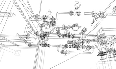 Sketch industrial equipment. Vector