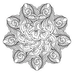 Vector abstract black and white ethnic mandala motif