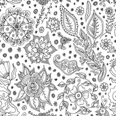Vector seamless pattern with Spring flowers. Hand drawn floral doodle, Spring Sale seamless background