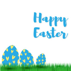 Decorative Easter eggs on green grass, vector illustration