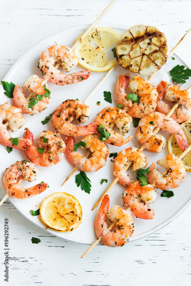 Poster shrimp skewers