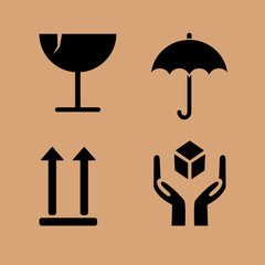 Fragile symbol on cardboard background . Vector illustration