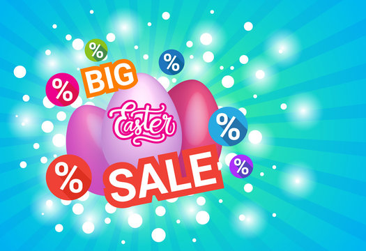 Big Sale Easter Holiday Concept Shopping Poster Holiday Prices Banner Vector Illustration