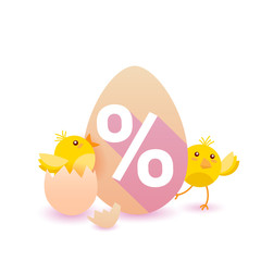 Easter Sale Background With Cute Chicken In Egg Holiday Shopping Offers Poster Vector Illustration