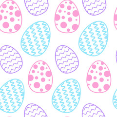 Easter Seamless Pattern With Colorful Eggs On White Background Simple Vector Illustration