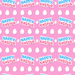 Happy Easter Background Cute Pink Seamless Pattern Ornament Vector Illustration