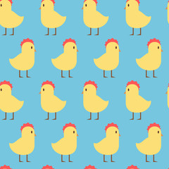 Easter Seamless Pattern With Cute Yellow Chicken