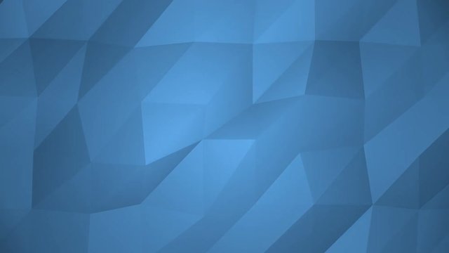 Low Poly Background, Blue. Beautiful mosaic digital mesh loop backdrop for titles and trailers, animated like a watery floating wave.