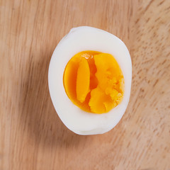 Slice of the hard boiled egg