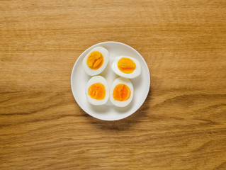 Four halfs of hard boiled eggs