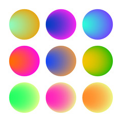 Trendy soft color round gradient set with abstract backgrounds. Template with round gradient set for screens, mobile app, greeting card, brochure, banner, calendar and flyer. Vector illustration.