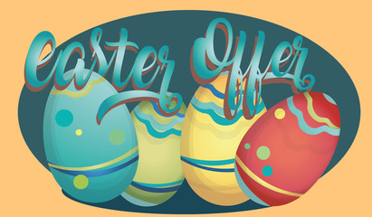 Naklejka premium Easter Offer Advertising Banner with Colorful Eggs