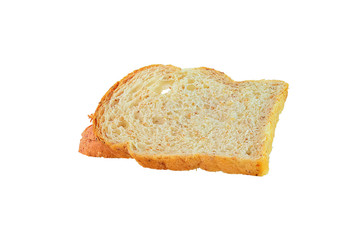 Whole wheat bread was placed on a white background.