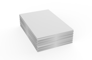 Paper stack on isolated white background, 3d illustration