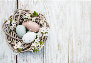 Easter eggs and spring  blossom