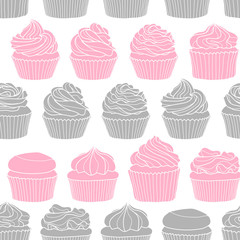 8 styles of cupcake on white background.